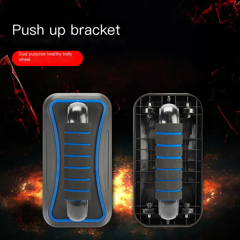 4-Wheel Ab Roller with Push-Up Stand for Fitness